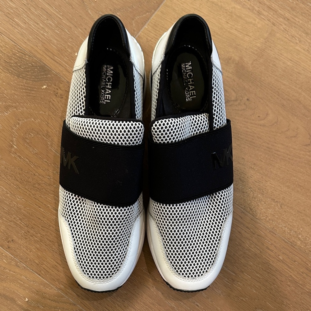 Michael Kors Men's Black and White Mesh Sneakers - Picture 7 of 7